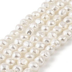 Белый Гальванические оболочки жемчужные бусы пряди, самородки, белые, 4~5x4~5x4~5 мм, отверстие : 0.7 мм, около 115 шт / нитка, 16.02'' (40.7 см)