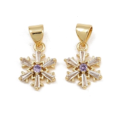 Настоящее золото 16K Латунные микро проложить кубического циркония прелести, снежинка, реальный 16 k позолоченный, 13.5x10x3 мм, отверстие : 4.5x3.5 мм