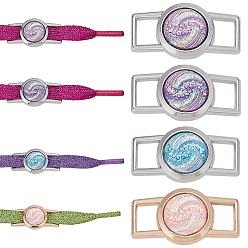 (52) Непрозрачная лаванда 8 шт. 4 цвета сплав и смола шнурки подвески, для аксессуаров украшения обуви, прямоугольник с рисунком туманности, разноцветные, 3x1.6x0.5 см, отверстие : 5x7.5 мм, 2 шт / цвет