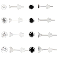 (52) Непрозрачная лаванда 16 пары 8 стили серьги-гвоздики из смолы с микропаве из кубического циркония, плоско-круглые, разноцветные, 12.5~17x2.5~5.5 мм, 2 пары / стиль