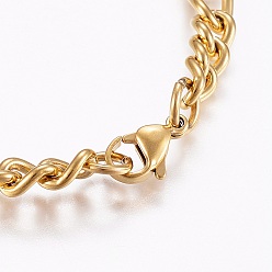 Golden 304 Stainless Steel Chain Anklets, with Lobster Claw Clasps, Golden, 8-5/8 inch(220mm)x6mm