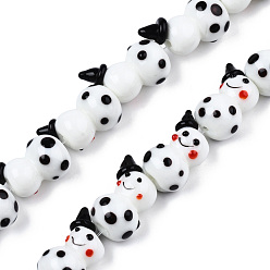 Черный Бусы лэмпворк ручной работы, снеговик, чёрные, 22x15x13 мм, отверстие : 1.5 мм, около 25 шт / нитка, 19.29 дюйм (49 см)
