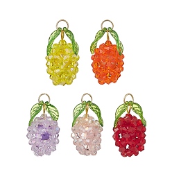 (52) Непрозрачная лаванда Стеклянные подвески, ананас, с 304 кольцами из нержавеющей стали, граненые, с покрытием AB цвета, разноцветные, 29x17x17 мм, отверстие : 5 мм