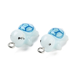 Светло-голубой Непрозрачные подвески смолы, черепаховые чары, светло-голубой, 25x12.5x9 мм, отверстие : 2 мм