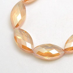 Сэнди Коричневый Гальванических хрустального стекла лошадь шарики глаза пряди, граненые, радуги цвет покрытием, песчаный коричневый, 25x12x8 мм, отверстие : 1 мм, около 30 шт / нитка, 29.5 дюйм