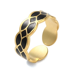 Plaqué 18K Or Véritable 304 inoxydable anneaux de manchette en acier émaillé, losange, réel 18 k plaqué or, 7mm, diamètre intérieur: 16 mm