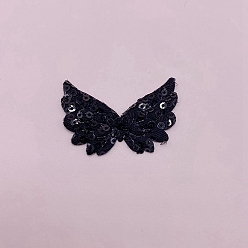 Черный Мягкие украшения с блестками в виде крыльев ангела, украшение для шитья своими руками, чёрные, 50 мм