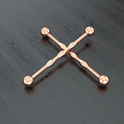 Розовое Золото 316l хирургическая нержавеющая сталь круглая штанга промышленные серьги для хряща, розовое золото , Длина стержня: 45мм, штифты : 1.6 мм