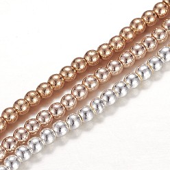 (52) Непрозрачная лаванда Гальванизировать немагнитных синтетический гематит бисер пряди, круглые, разноцветные, 3 мм, отверстие : 0.5 мм, около 133 шт / нитка, 15.7 дюйм