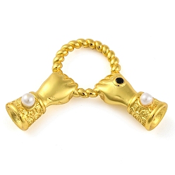 Настоящее золото 18K 925 подвески-коннекторы из стерлингового серебра с микропаве из кубического циркония, рука, реальный 18 k позолоченный, 17x27x7 мм, отверстие : 8.5 мм