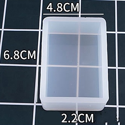 Rectangle Силиконовые формы, формы для литья смолы, для уф-смолы, изготовление подвесок из эпоксидной смолы, прямоугольные, 68x48x22 мм