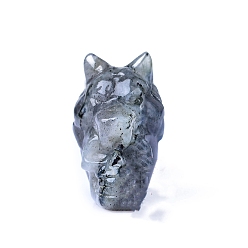 Syenite Резные украшения из натурального сиенита в форме волка и черепа, для домашнего офисного стола, 35 мм