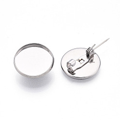 Нержавеющая Сталь Цвет 304 брошь из нержавеющей стали, кабошон., плоско-круглые, цвет нержавеющей стали, 17.5 мм