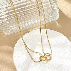 Золотой 304 двухслойная цепочка-змейка из нержавеющей стали 2 ожерелья с кольцами, золотые, 16.22 дюйм (41.2 см) в длину + 60 удлинитель мм