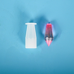 Белый Силиконовые формы с маятниковым кристаллом, кулоны кристаллы кварца формы, для уф-смолы, изготовление ювелирных изделий из эпоксидной смолы, белые, 1.9x1.8x4.3 см, Внутренний диаметр: 0.8x0.9 cm