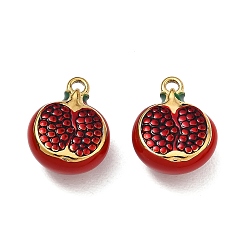 Pomegranate 316 хирургические эмалевые подвески из нержавеющей стали, ионное покрытие (ip), реальный 18 k позолоченный, гранатовые крошки, 14x11x6.5 мм, отверстие : 1.5 мм