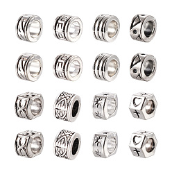 Античное Серебро 80шт 8 стиль цинковый сплав европейские бусины, бусины с большим отверстием, rondelle & column, античное серебро, 8~10x8~9x5~6 мм, отверстие : 4.5~6 мм, 10 шт / стиль