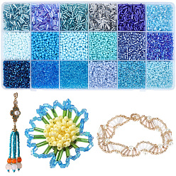 Blue DIY Findings Kits, including Glass & Acrylic Beads, Blue, B: 1.5~8x1~3mm, Hole: 0.5~1mm