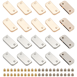 Платиновый & Золотой 20 наборы 2 цвета цинковый сплав ремень наконечник с железным винтом, концевые заглушки ремешка с застежкой-молнией, прямоугольные, платиной и золотом, 1.45x3.2x0.5 см, отверстие : 2.5 мм, 10 наборы / цвет