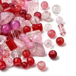 Красный Прозрачные стеклянные бусины, разнообразные, красные, 5.5~16x6~11.5x6.5~10.5 мм, отверстие : 1.2~1.6 мм, Около 1470 шт / 1000 г