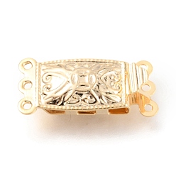 Золотой 304 из высококачественной нержавеющей стали пряжки, многожильные застежки, 3-нити, 6 отверстия, прямоугольные, золотые, 21x10x4.5 мм, отверстие : 1 мм