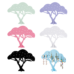 (52) Непрозрачная лаванда 6 комплекты 6 цветные акриловые подставки для серег, 3d держатель органайзера для сережек в виде дерева, для хранения сережек, разноцветные, готовое изделие: 14.95x3.55x11.9 см, 1 набор / цвет