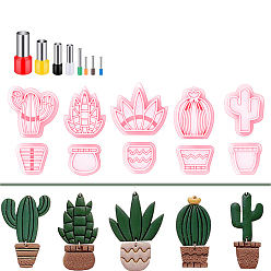Pink Planter Shape Resin Clay Cutter & Hole Punch Set, Plasticine Tools, Clay Dough Cutters, Moulds, Modelling Tools, Modeling Clay Toys for Children, Pink, 18pcs/set