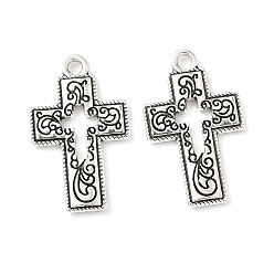 Античное Серебро Сплавочные подвески тибетского стиля, крестик, без кадмия и без свинца, античное серебро, 23x14x1.5 мм, отверстие : 1.8 мм