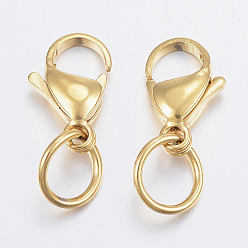 Золотой Ионное покрытие (ip) 304 застежки-клешни из нержавеющей стали, золотые, 15x9x4 мм, отверстие : 6.5 мм