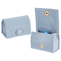 Серый Вельветовые коробки для хранения колец в форме мешочка с кнопкой, портативный дорожный футляр для колец, серьги-гвоздики, серые, 3.8x6.15x4.2 см