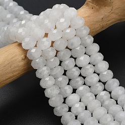 Белый Нефрит Бусины из натурального белого нефрита, граненые, рондель, 8x5.5 мм, отверстие : 1.2 мм, около 69 шт / нитка, 15.16'' (38.5 см)