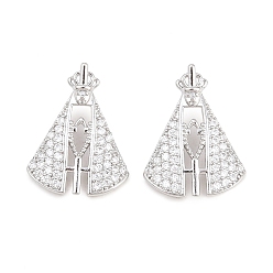 Real Platinum Plated Religion Brass Micro Pave Clear Cubic Zirconia Pendants, Nossa Senhora Aparecida Charms, Real Platinum Plated, 18.5x14.5x5.5mm, Hole: 4x2.5mm