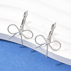 Платина Серьги-гвоздики с застежкой-бабочкой из латуни, без никеля , платина, 24x19 мм