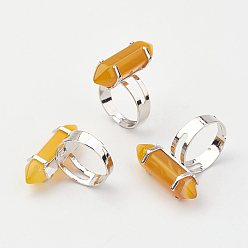 Натуральный Агат Кольца из натурального агата, с обнаружением железного кольца, платина, пуля, Размер 8, 18 мм