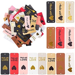 (52) Непрозрачная лаванда 112 шт. 14 Цвета этикетки из искусственной кожи ко Дню святого Валентина, бирка с тиснением ручной работы, с отверстиями, для джинсов своими руками, , обуви, аксессуары для шляп, прямоугольник со словом Сделано с любовью, разноцветные, 50x20 мм, 8 шт / цвет