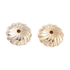 Настоящее золото 24K Латунные колпачки для бус, долговечный, цветок, реальный 24 k позолоченный, 9.5x2 мм, отверстие : 1.2 мм