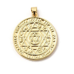 Настоящее золото 18K Латунные подвески, гексаграммы Соломона, долговечный, стойки покрытие, без свинца и без кадмия, реальный 18 k позолоченный, 28x25x2 мм, отверстие : 4x5 мм