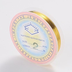 Gold Round Copper Jewelry Wire, Nickel Free, Gold, 32 Gauge, 0.2mm, about 114.82 Feet(35m)/roll