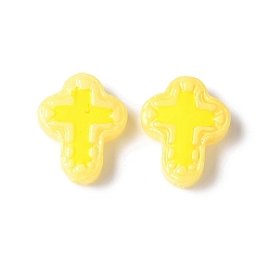 Светло-хаки Бусины из стеклянной эмали, окрашенные методом запекания, бусины ручной работы, крестик, светлый хаки, 14.5x11.5x4 мм, отверстие : 1 мм