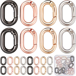 Mixed Color 24Pcs 4 Colors Alloy Spring Gate Rings, Oval, Mixed Color, 6 Gauge, 21x14x4mm, 6pcs/color