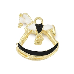 Черный Подвески из эмали и сплава, золотые, лошадь очарование, чёрные, 25x22x6 мм, отверстие : 3 мм