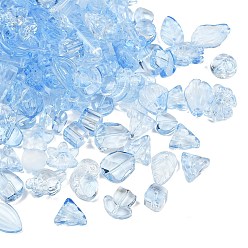 Светло-Голубой Прозрачные стеклянные бусины градиентного цвета, разнообразные, Небесно-голубой, 8~23x8~20x3.5~8 мм, отверстие : 1~1.4 мм, Около 800 шт / 1000 г