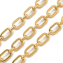 Настоящее золото 18K 10М-ионное покрытие (IP) 304Цепи с овальными звеньями из нержавеющей стали, несварные, с катушкой, реальный 18 k позолоченный, 10.5x6.5x1.3 мм и 6.5x4x1.8 мм, около 32.81 футов (10 м) / рулон