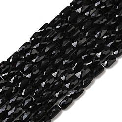 Черный Непрозрачное стекло бисер нитей, прямоугольные, граненые, чёрные, 7x4.5x3.5 мм, отверстие : 0.9 мм, около 79~80 шт / нитка, 21.65''~22.24'' (55~56.5 см)