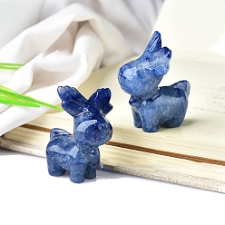 Синий Авантюрин Окрашенный и нагретый натуральный синий авантюрин для украшения витрины, для украшения дома, лось, 35.2 мм