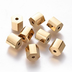 Golden Ion Plating(IP) 304 Stainless Steel Beads, Faceted, Column, Golden, 8x8mm, Hole: 2mm