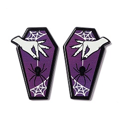 Spider Печатные акриловые подвески, для Хэллоуина, гроб с оберегом на руку вампира, рисунок паука, 43x27.5x2.5 мм, отверстие : 2 мм