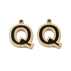 Letter Q Ионное покрытие (ip) 316 подвески из нержавеющей стали, без никеля , с эмалью, буквенное очарование, реальный 18 k позолоченный, Буква Q, 17x13x2 мм, отверстие : 1.4 мм