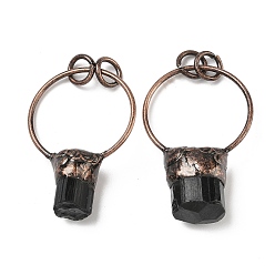 Турмалин Естественно турмалин большие кулоны, подвески-самородки с латунными кольцами, Красная медь, 43~68x29.5~30.5x3~13 мм, отверстие : 6 мм