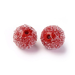 Красный Имитация конфетного стиля смоляные хрустальные стразы бусины, круглые, для ручек с бусинами, брелки, ювелирные изделия и ремесла, красные, 15.5 мм, отверстие : 2 мм